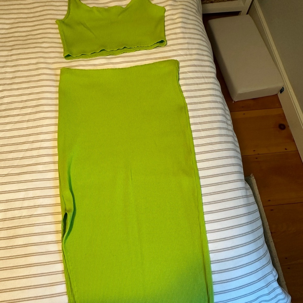 Lulu’s Set For Life Green Ribbed Bodycon Two-Piece Dress - Picture 6 of 7